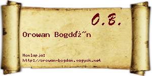 Orowan Bogdán névjegykártya